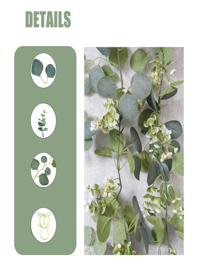 MegaBlues 6FT Artificial Eucalyptus Garland Greenery - 4 Pack Realistic Faux Eucalyptus Vines for Wedding Arch, Backdrop, Mantle Decor, Table Runner, and Home Decoration, (4 Packs) - Image 2