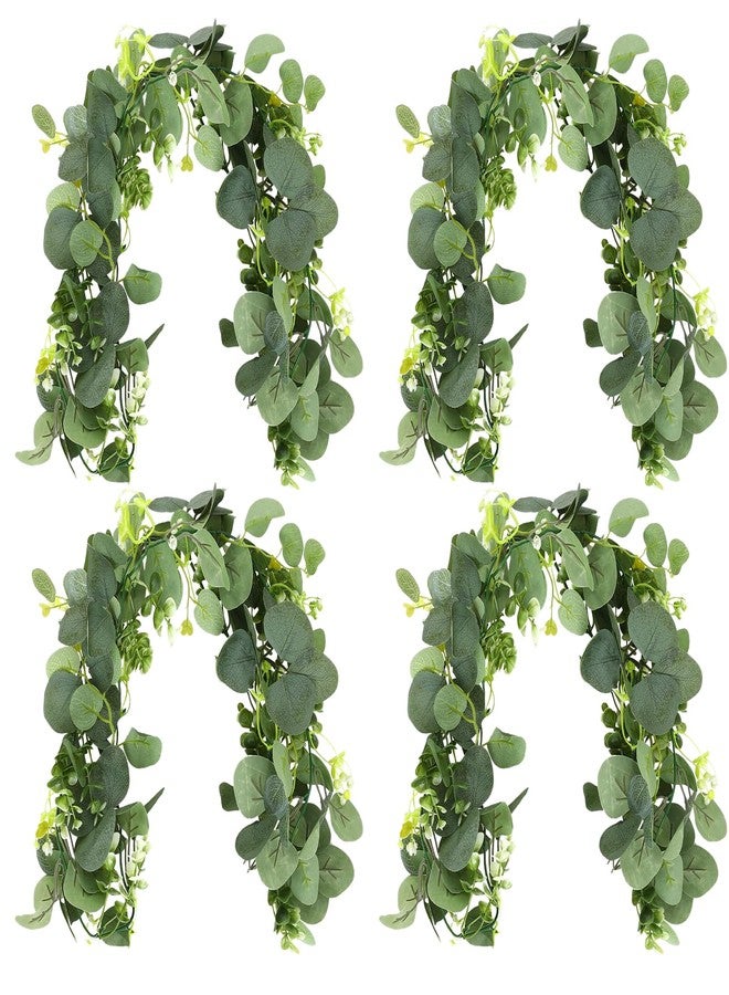 MegaBlues 6FT Artificial Eucalyptus Garland Greenery - 4 Pack Realistic Faux Eucalyptus Vines for Wedding Arch, Backdrop, Mantle Decor, Table Runner, and Home Decoration, (4 Packs) - Image 1