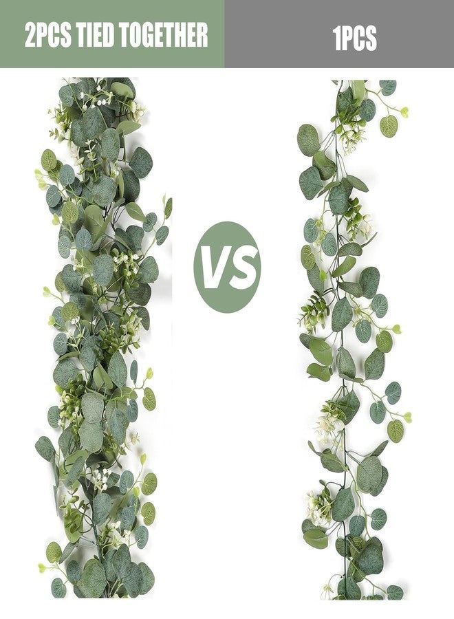 MegaBlues 6FT Artificial Eucalyptus Garland Greenery - 4 Pack Realistic Faux Eucalyptus Vines for Wedding Arch, Backdrop, Mantle Decor, Table Runner, and Home Decoration, (4 Packs) - Image 4
