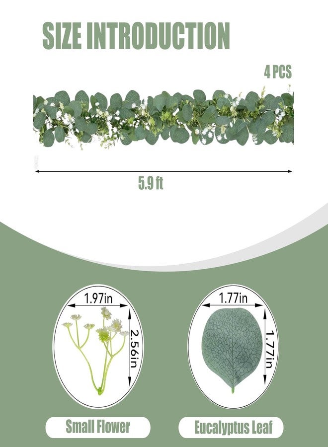 MegaBlues 6FT Artificial Eucalyptus Garland Greenery - 4 Pack Realistic Faux Eucalyptus Vines for Wedding Arch, Backdrop, Mantle Decor, Table Runner, and Home Decoration, (4 Packs) - Image 3