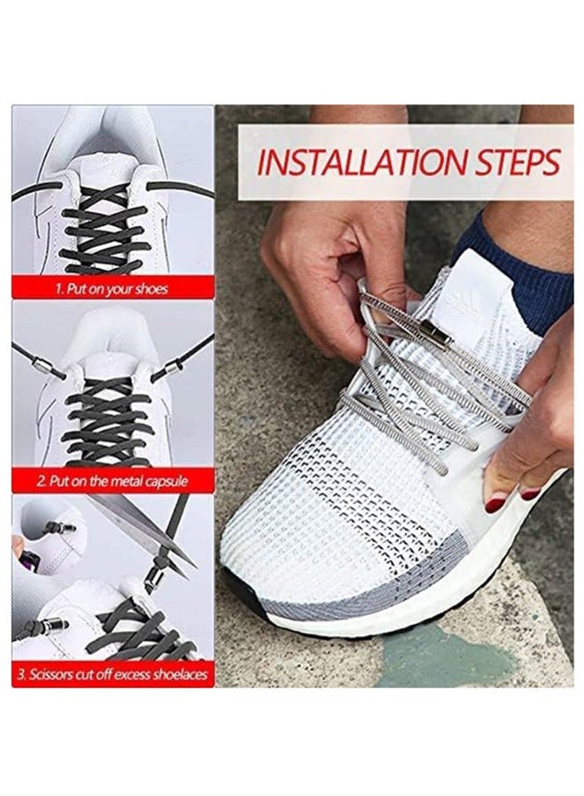 6 Pairs Shoe Laces No Tie Elastic Laces for All Shoes Universal Elastic Shoe Laces Tieless Running Shoelaces with Metal Buckles for Trainers Marathon Triathlon Runners Adults Kids 105CM - Image 2