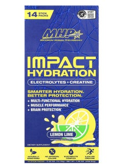 MHP Impact Hydration Electrolytes + Creatine Lemon Lime  14 Stick Packs 0.52 oz (14.76 g) Each 