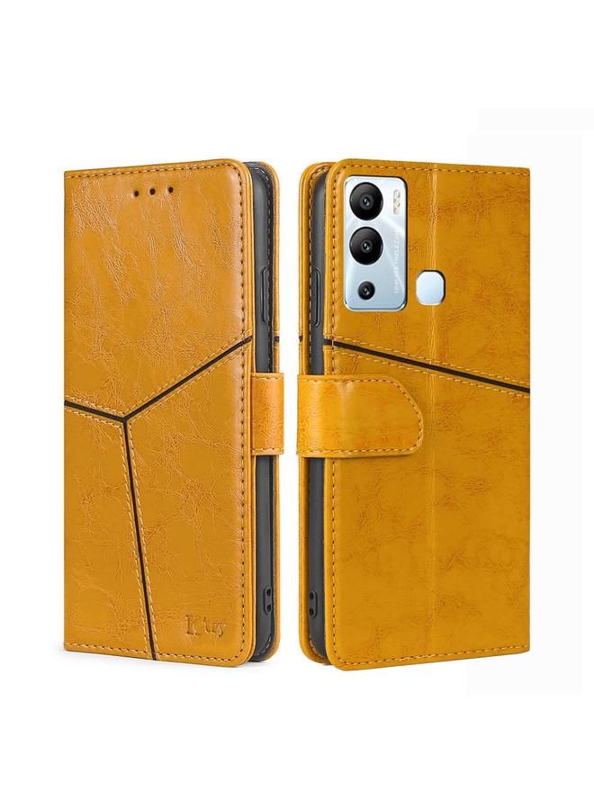 اس-توب جراب لهاتف Infinix Hot 12i مصنوع من الجلد بتصميم هندسي - Image 1