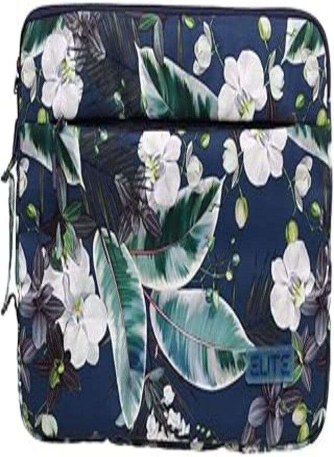 Elite ELITE Fabric Pocket Sleeve With Flower Design And Zipper Pocket For Laptop And Tablets 13.3/14 Inch - Multi Color 
