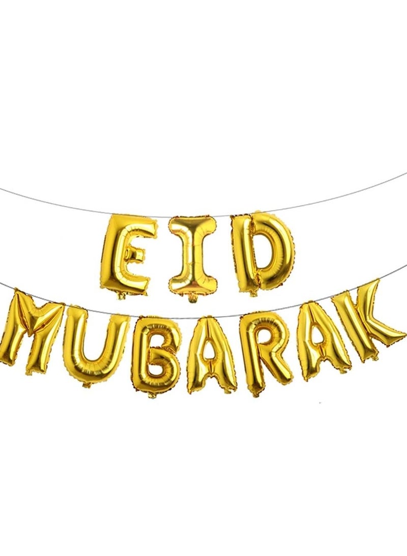 Loquat Balloon Set for Eid Mubarak,Balloon Banner,Eid Mubarak Banner for Eid Decorations for Eid al Fitr and Eid al Adha Decorations Gold - Image 2