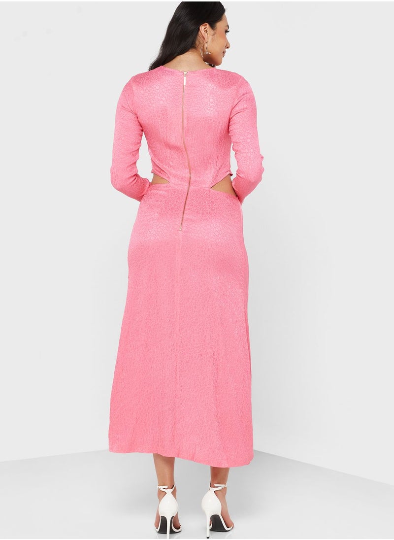 Closet London - Round Neck Ruched Dress - Image 1