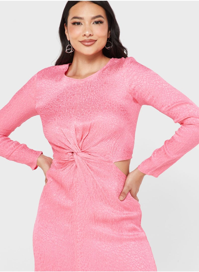 Closet London - Round Neck Ruched Dress - Image 1