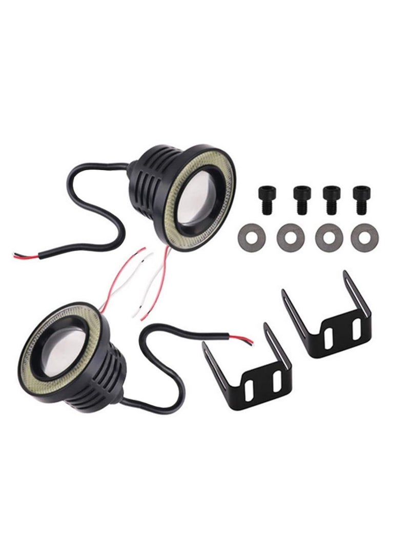 3.5 inch 12V 30W Fog Lights with White Eyes, Halo Rings, 2 Pieces Bulbs  - Image 2