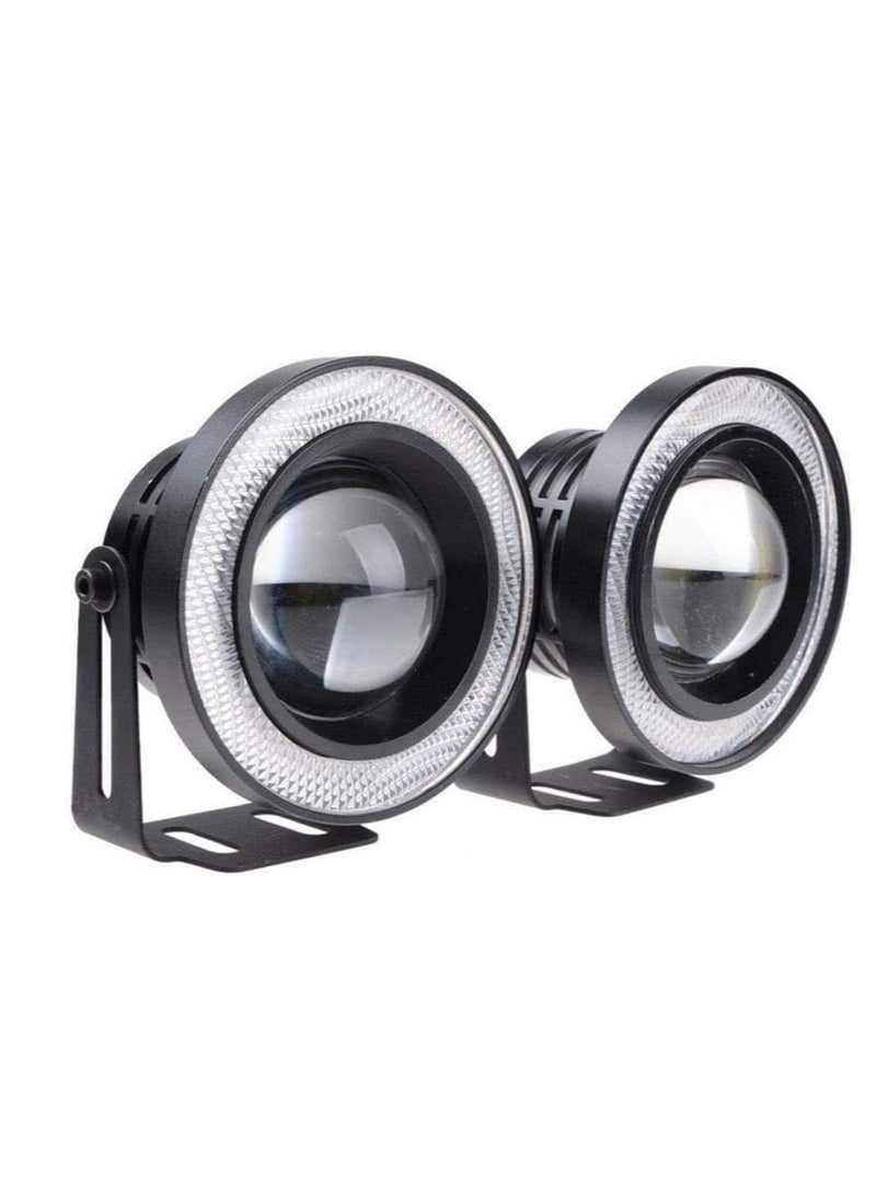 3.5 inch 12V 30W Fog Lights with White Eyes, Halo Rings, 2 Pieces Bulbs  - Image 5