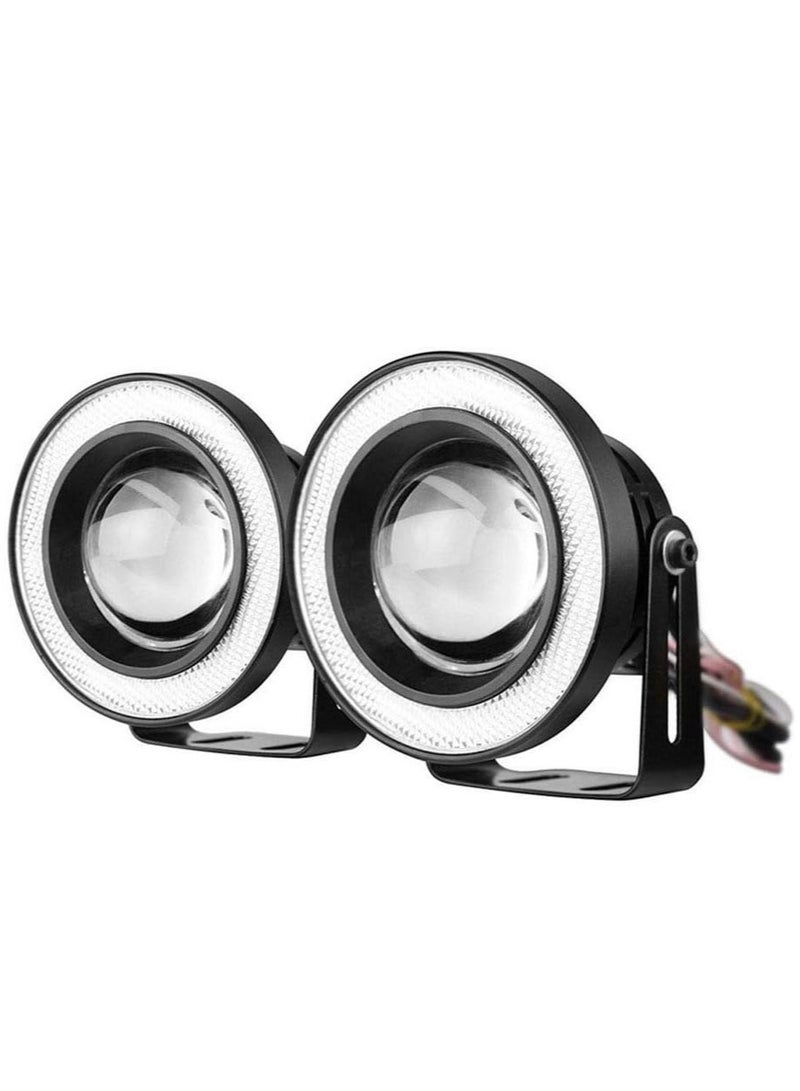 3.5 inch 12V 30W Fog Lights with White Eyes, Halo Rings, 2 Pieces Bulbs  - Image 4