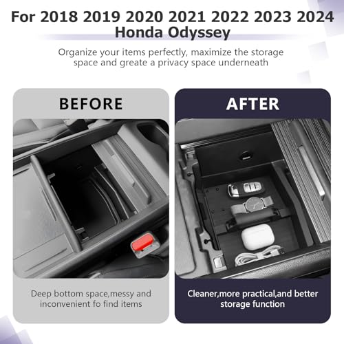 LUWU 20182026 Odyssey Center Console Organizer Compatible with 20182024 2025 2026 Odyssey Accessories Armrest Console Organizer Armrest Insert Tray Odyssey 2026 Accessories Black NOT FOR LX - Image 3