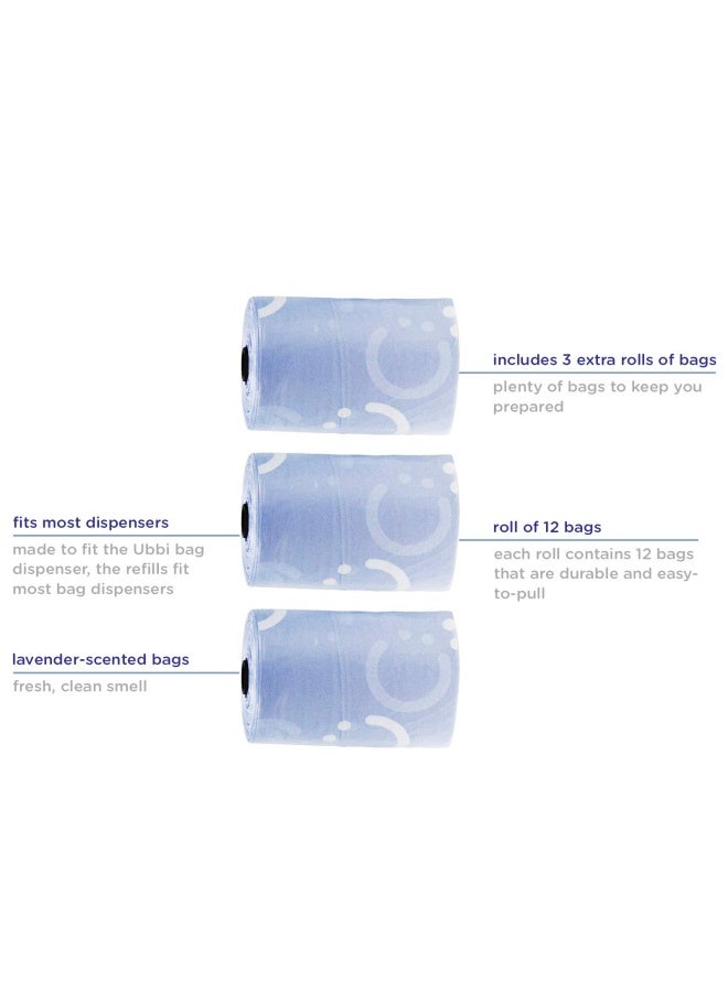 ubbi On The Go Waste Disposal Bags Refills Value Pack Lavender Scented 12 Roll Refills Baby On The Go Essentials  - Image 4