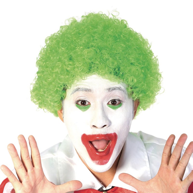 AICKER Short Afro Kinky Curly Wig for Men Women Synthetic Funny Cosplay Wigs Costume Party Hair Replacement Heat Resistant FiberGreen