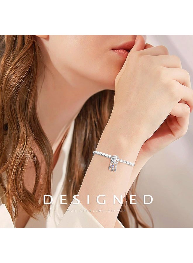 NUJIFFY 925 Sterling Silver Charms Beads for Bracelets & Necklaces, Moon Dream Catch Charm Boho Style Feather Shaped Retro Charm Birthday Gifts Jewelry for Women Men Teens - Image 2