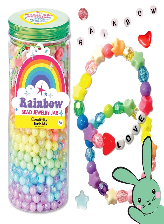 Creativity for Kids Rainbow Bead Jar Jewelry Making Kit: Makes 40+ Friendship Bracelets, DIY Crafts for Girls, Great Easter Basket Stuffers (Ages 6+) - Image 1