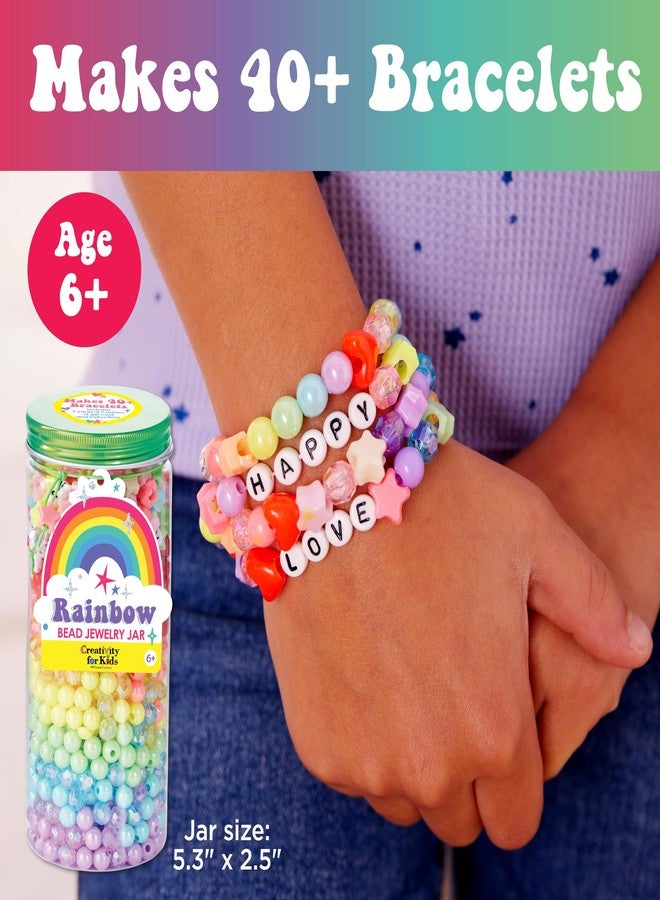 Creativity for Kids Rainbow Bead Jar Jewelry Making Kit: Makes 40+ Friendship Bracelets, DIY Crafts for Girls, Great Easter Basket Stuffers (Ages 6+) - Image 2