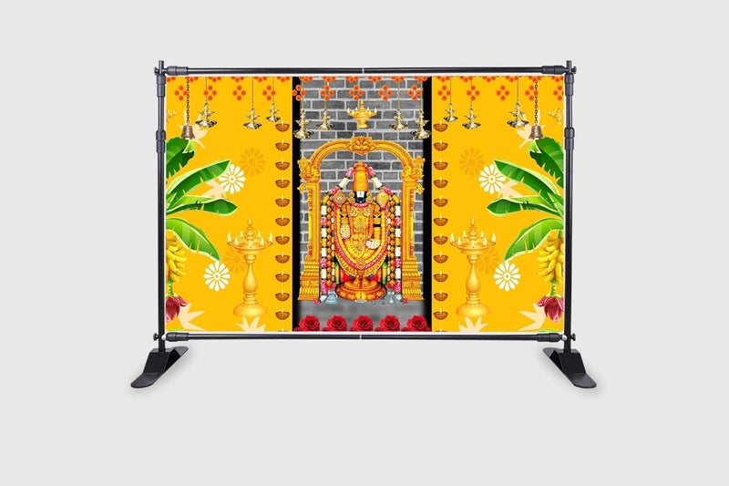 Backdropon شجرة الموز ودييا مع تصميم خلفية لورد بالاجي فينكاتيشوارا سوامي لزينة ديوالي ستارة خلفية للمهرجان بحجم 5 أقدام ارتفاع و8 أقدام عرض (5 * 8) - Image 2