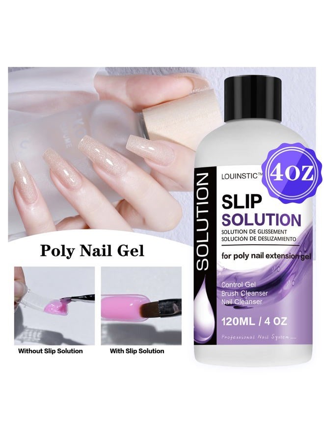 LOUINSTIC PolyGel Slip Solution 4 oz Anti-stick Polygel Nail Solutions Gel Nail Slip Liquid for Poly Nail Extension Gel - Image 2