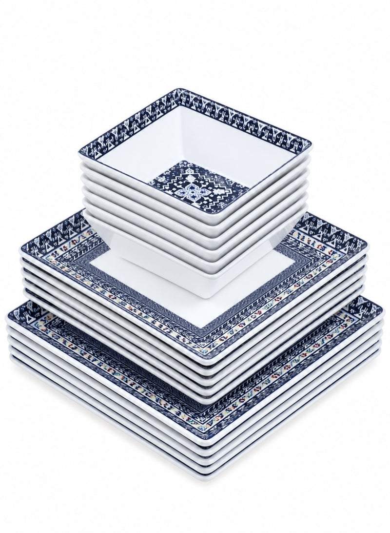 HReflections Marrakesh 18-Piece Porcelain Dinner Set – Blue