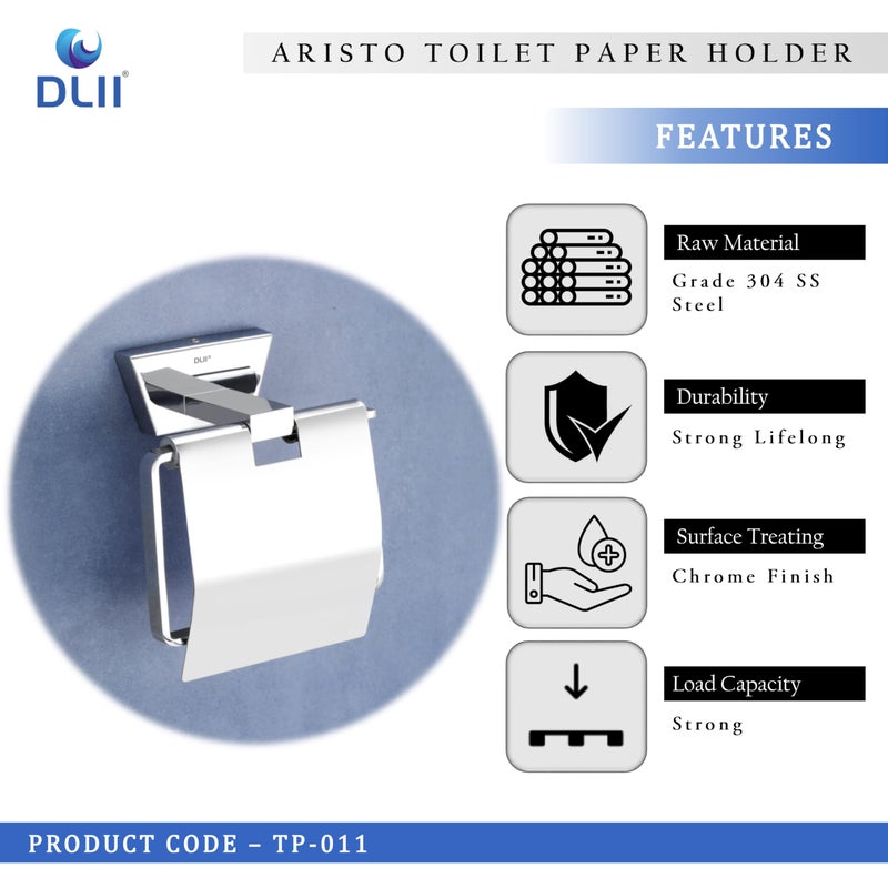 DLII® Aristo Toilet Paper Holder - Wall Mounted Design TP Rack Freestanding Models | Stylish & Space Saving SS 304 Grade Toilet Paper Holder for Bathroom - Image 4