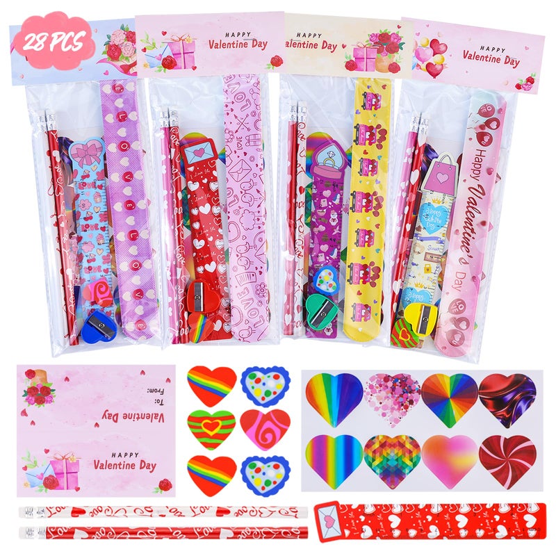 AT-DRESSINGDAY Valentine's Day Gifts Party Favor 28Pcs Stationery Gifts Party Favor Goodie Bag Exchange Gifts Rewards Prizes - Image 1