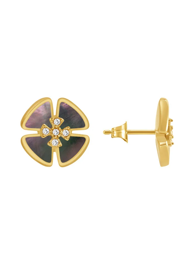 بوليس Orbita Yellow Gold Plated Stainless Steel Stud Earrings for Women