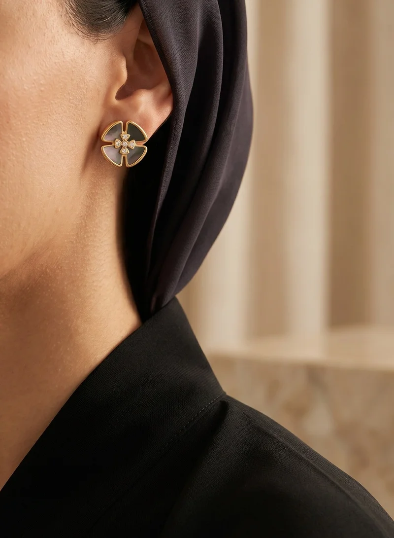 Police Orbita Yellow Gold Plated Stainless Steel Stud Earrings for Women