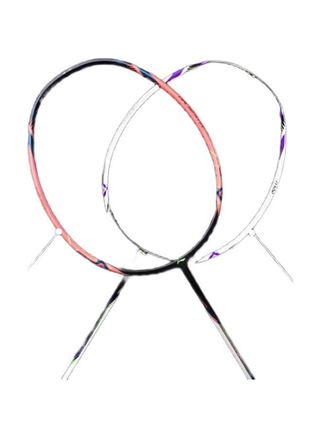 Li-Ning Badminton Racket Xiaozhanji 9000 Xiaoma Da Full Carbon Ultra-Light Control Single Racket, Fluorescent Fruit Pink, 4U - Image 1