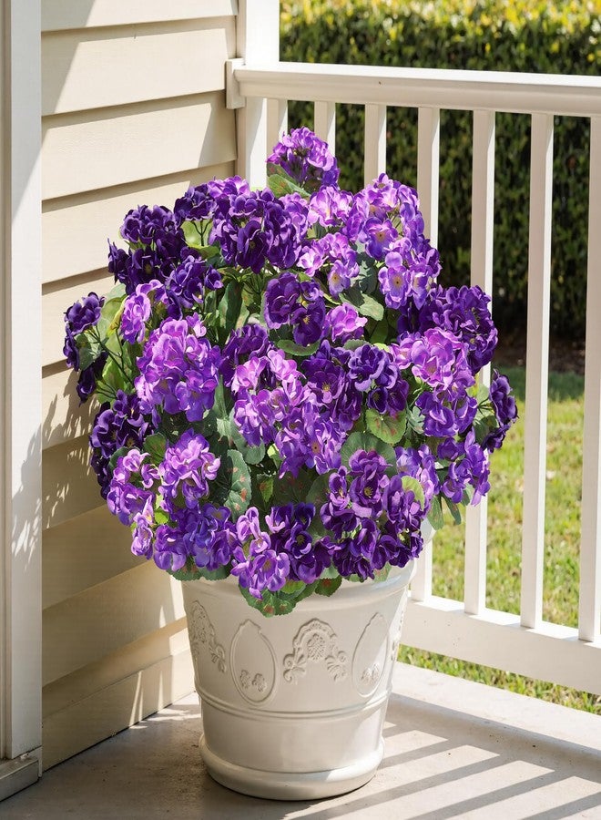 HyeFlora Artificial Geranium Fake Flowers for Outdoors Decoration, 6 Bundles Silk Geraniums Flower UV Resistant Look Real Faux Plants for Front Door Garden Porch Planter Patio Balcony Yard Indoor Home, Mix - Image 2