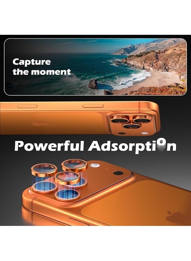 TIGER Camera Lens Protector for 17 Pro / 17 Pro Max | Ultra-HD Tempered Glass Cover, Easy 1-Second Installation, Scratch Resistant, Anti-Fingerprint, Orange Frame - Image 3