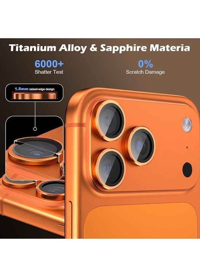 TIGER Camera Lens Protector for 17 Pro / 17 Pro Max | Ultra-HD Tempered Glass Cover, Easy 1-Second Installation, Scratch Resistant, Anti-Fingerprint, Orange Frame - Image 4
