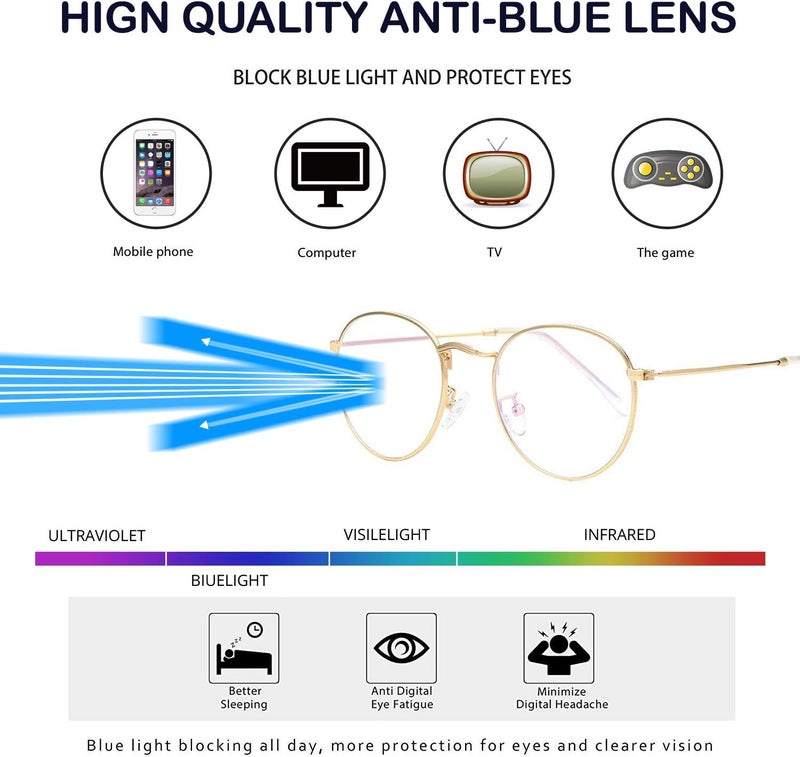 Small Round Clear Lens Glasses Non Prescription Circle Metal Frame Eyewear - Image 3