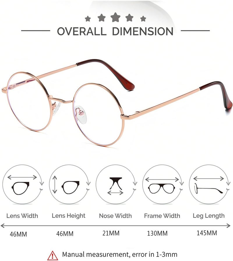 Small Round Clear Lens Glasses Non Prescription Circle Metal Frame Eyewear - Image 5