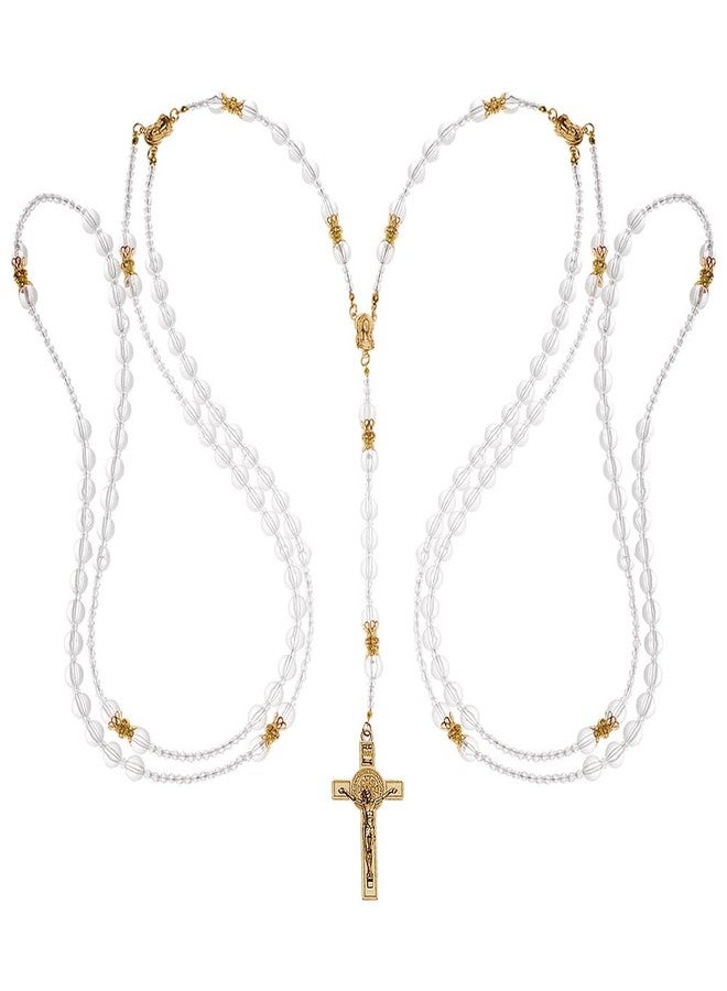 AHANDMAKER Wedding Lasso with Crystals Lazo para Boda Accessories Wedding Lasso Rope Set with Cross Pendant Traditional Wedding Unity Cord for Ceremony Wedding Bridal Gift, Golden - Image 1