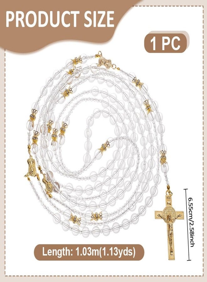 AHANDMAKER Wedding Lasso with Crystals Lazo para Boda Accessories Wedding Lasso Rope Set with Cross Pendant Traditional Wedding Unity Cord for Ceremony Wedding Bridal Gift, Golden - Image 2