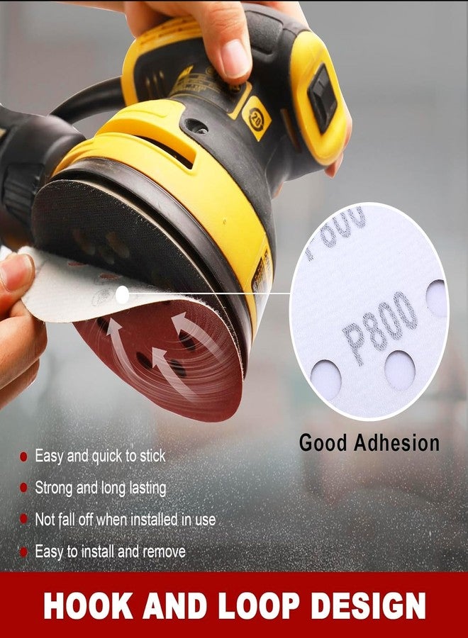 VanPet 52 Pcs Sander Pad & Discs Combo Kit for DeWalt | 2 Pack 5'' 8-Hole Hook & Loop Pads + 50 Sanding Discs | Compatible with DWE6421/DWE6423/DCW210B/DWE64233/N329079 (Plastic Combo Kit) - Image 3