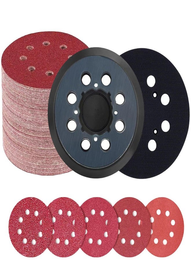VanPet 52 Pcs Sander Pad & Discs Combo Kit for DeWalt | 2 Pack 5'' 8-Hole Hook & Loop Pads + 50 Sanding Discs | Compatible with DWE6421/DWE6423/DCW210B/DWE64233/N329079 (Plastic Combo Kit) - Image 1