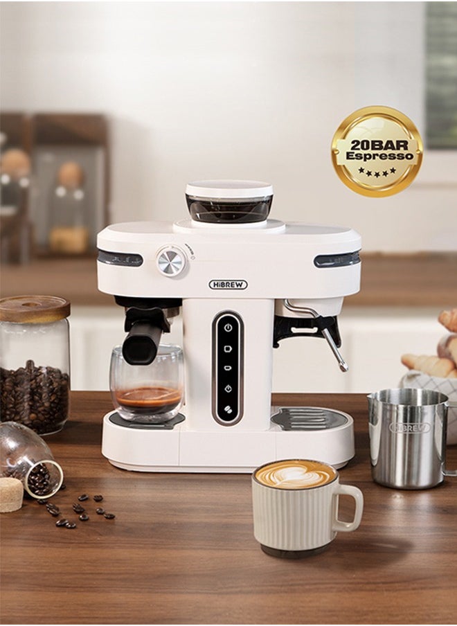 HiBREW - 20Bar Espresso Machine With Ginder 2 In 1 Semi Automatic Coffee Maker, Latte And Cappuccino Milk Frother Barista Pro For Home H14 - Image 1