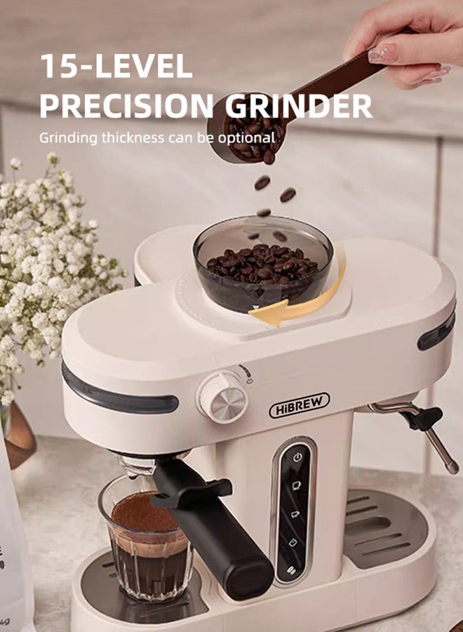 Hibrew 20Bar Espresso Machine With Ginder 2 In 1 Semi Automatic Coffee Maker, Latte And Cappuccino Milk Frother Barista Pro For Home H14 - Image 2