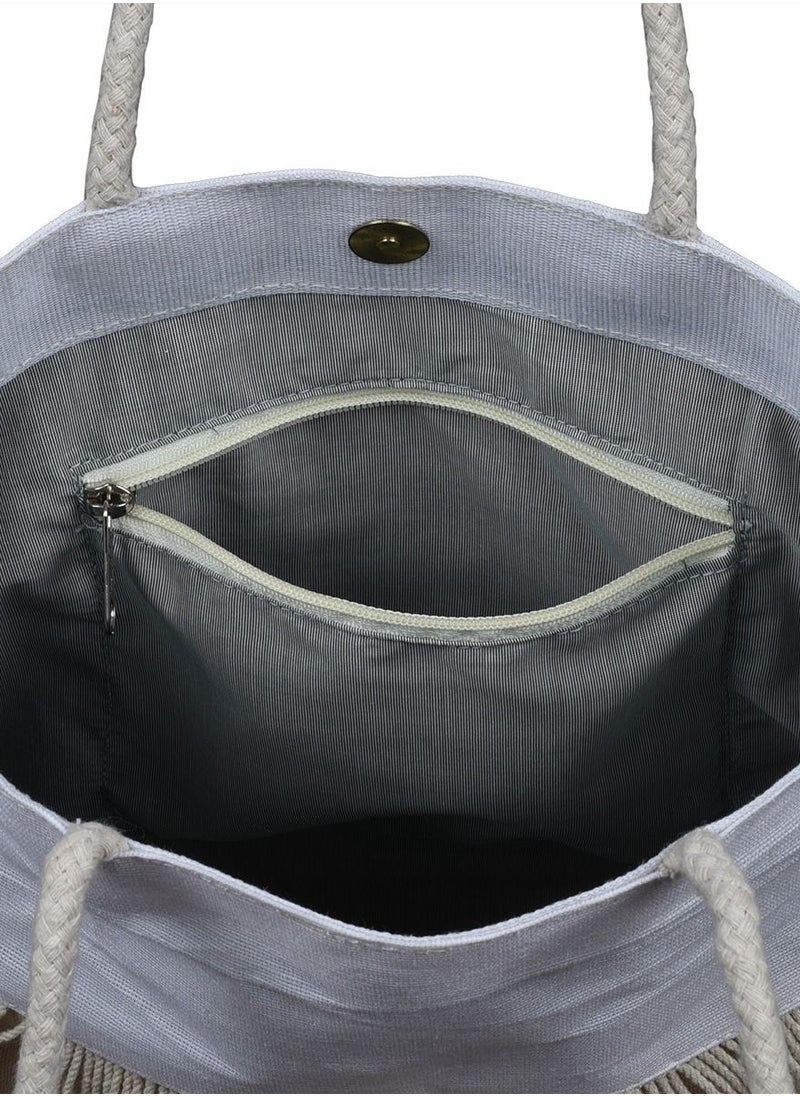 N & H Jute Ladies Tote Bag Dual Color with Frill  - Image 4