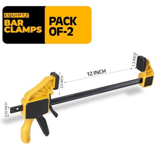 EQUIPTZ 12 inch Bar Clamps for Woodworking – 2 Pack Quick Grip Clamps Set with 150 lbs Force – Wood Clamps for Gluing, Carpentry, DIY, and Metalworking (12 inch Size, 2 Pack) - Image 2