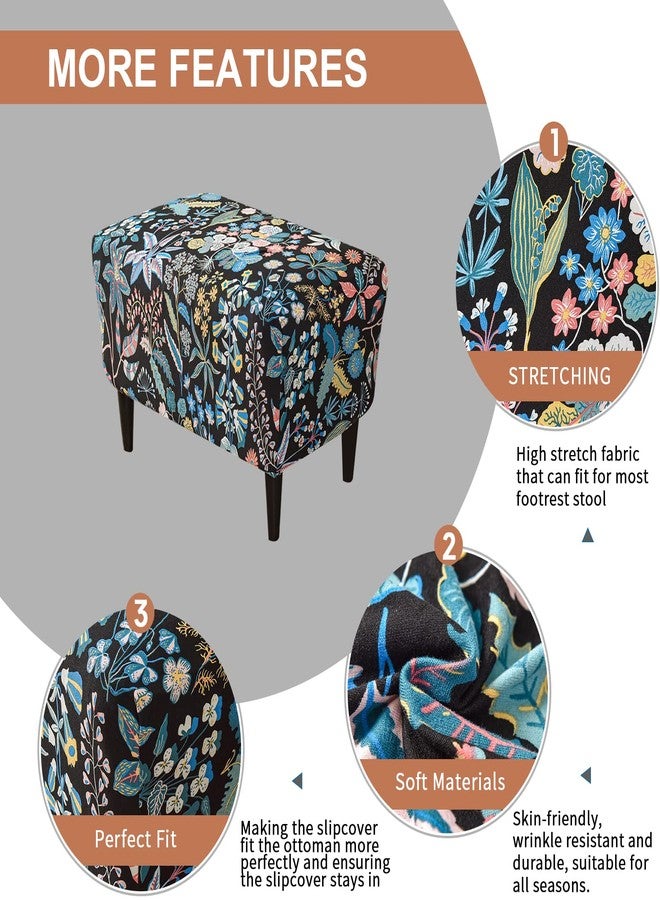 Eco-Ancheng غطاء عثماني مطاطي من إيكو-أنشنغ، غطاء عثماني مستطيل للتخزين، غطاء مسند للقدمين، أغطية عثمانية لمسند القدمين بقاعدة مطاطية مانعة للانزلاق (14، كبير) - Image 2