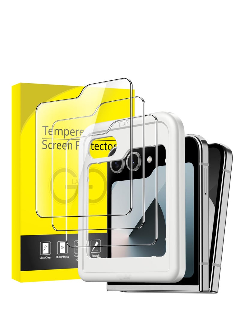 Front Screen Protector for Samsung Galaxy Z Flip 6 Tempered Glass Film with Easy Installation Tool Case-Friendly HD Clear 3-Pack - Image 1