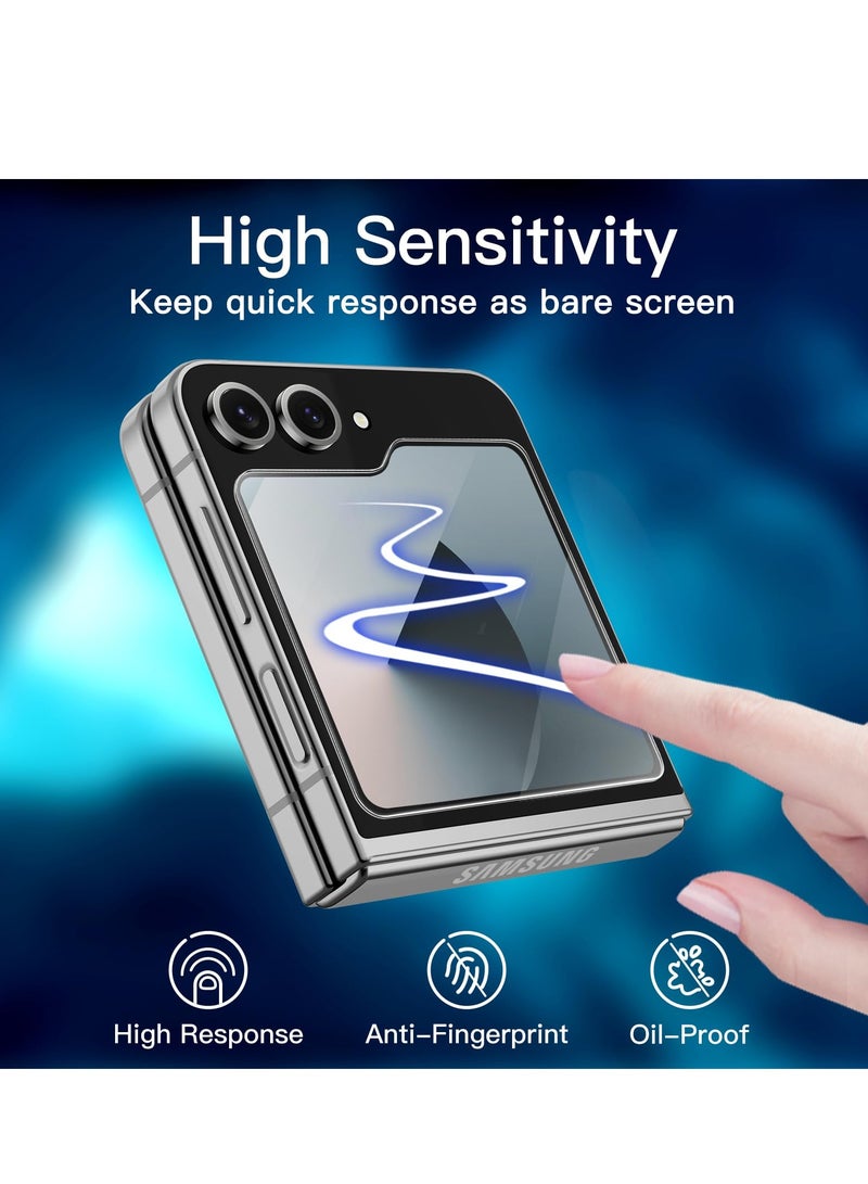 Front Screen Protector for Samsung Galaxy Z Flip 6 Tempered Glass Film with Easy Installation Tool Case-Friendly HD Clear 3-Pack - Image 4