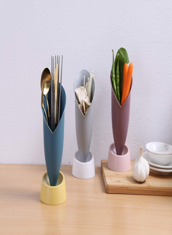 MEZON Detachable Chopsticks Holder Multifunction Utensil Holder Drying Rack Kitchen Spoon Fork Shelf Chopsticks Tube Drain Rack Tableware Storage Rack Organizer (Random Color) - Image 3