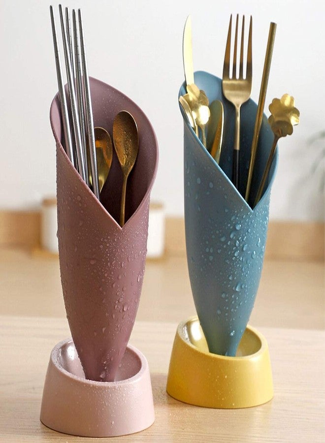 MEZON Detachable Chopsticks Holder Multifunction Utensil Holder Drying Rack Kitchen Spoon Fork Shelf Chopsticks Tube Drain Rack Tableware Storage Rack Organizer (Random Color) - Image 4