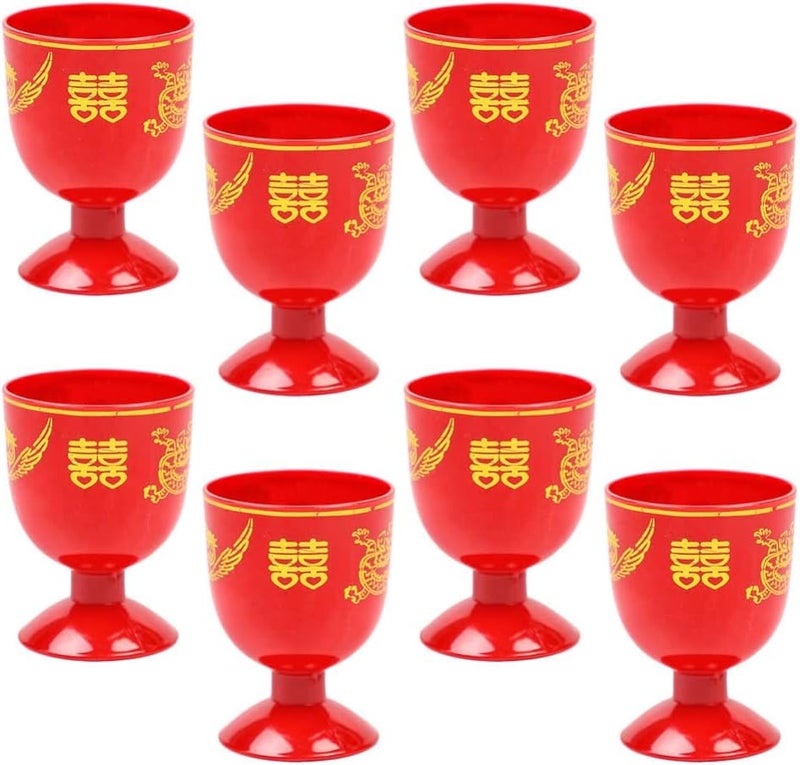 woobles Port Glasses 8pcs Red Wine Cup Wine Drinking Cups Retro Shot Glasses Chinese Traditional Wedding Ancient Chinese Wedding Wine Cup For Chinese Baijiu Gold Rimmed Plastic Cups - Image 1