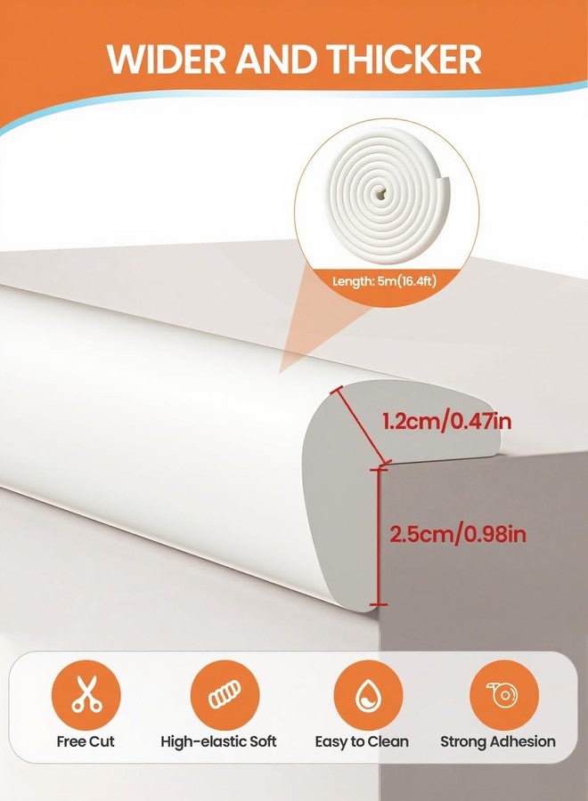 QYV Baby Proof Edge Corner Protector, 16.4FT 0.47''Th L-Shape Furniture Corner & Edge Safety Bumper with 10 Corners, Pre-Taped, Soft NBR Rubber Foam Desk Edge Cushion Wall Corner Protector(White-gray) - Image 2