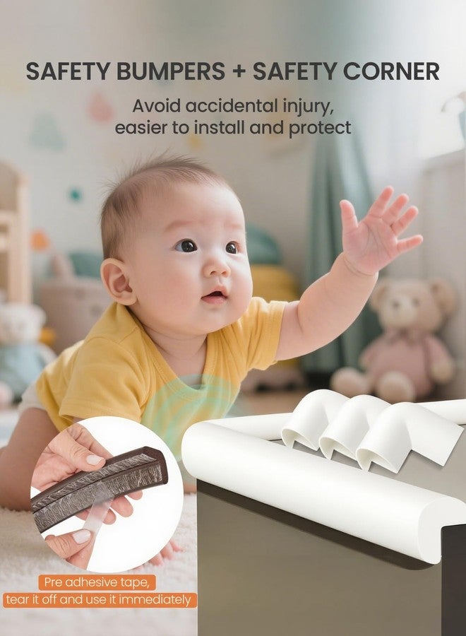 QYV Baby Proof Edge Corner Protector, 16.4FT 0.47''Th L-Shape Furniture Corner & Edge Safety Bumper with 10 Corners, Pre-Taped, Soft NBR Rubber Foam Desk Edge Cushion Wall Corner Protector(White-gray) - Image 5