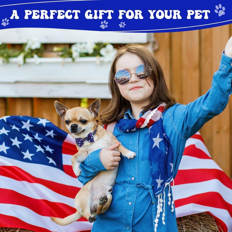 Reginary 100 Pieces Independence Day Dog Bow Tie Collar Set Include Dog Neckties and Dog Bow Tie Adjustable 4th of July Dog Bows Grooming for Small Medium Dogs Supply - Image 5